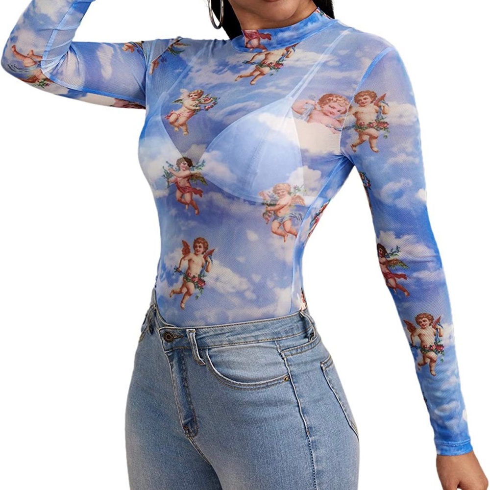 Cherub sheer mock neck